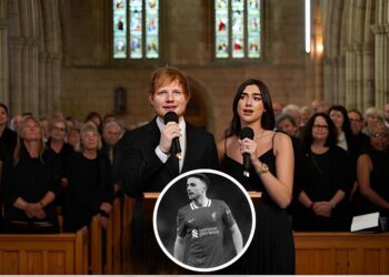 Ed Sheeran & Dua Lipa Break Down in Tears Singing Tribute at Diogo Jota’s Funeral — “This Wasn’t a Performance. It Was Goodbye.”